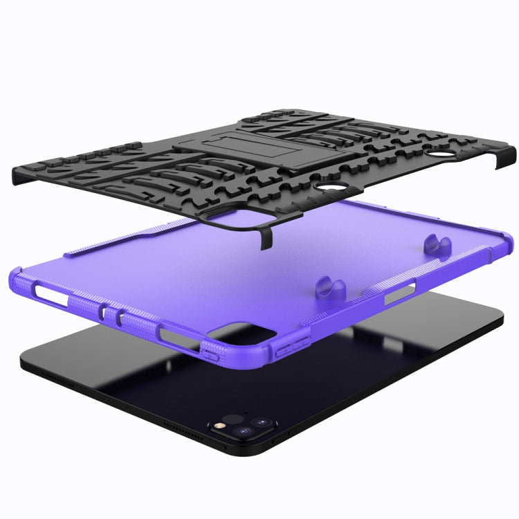 For iPad Pro 11 (2020) Tire Texture Shockproof TPU+PC Protective Tablet Case with Holder