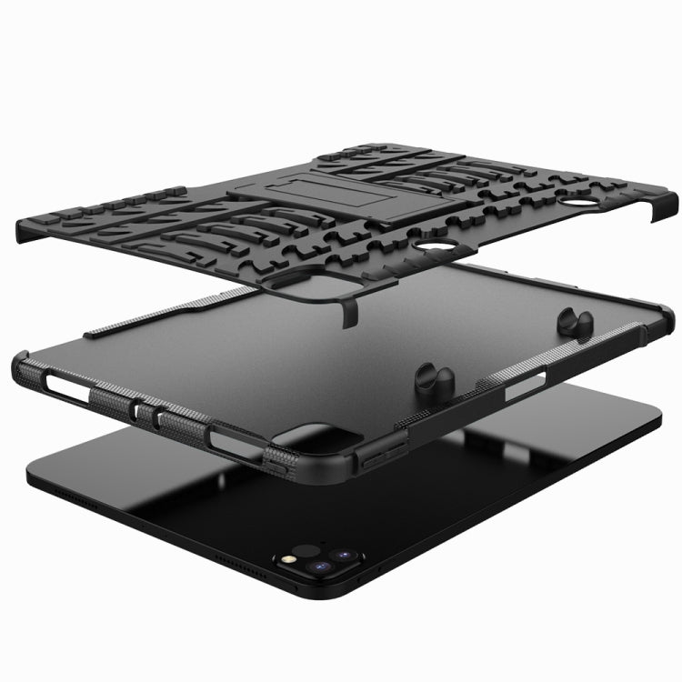 For iPad Pro 11 (2020) Tire Texture Shockproof TPU+PC Protective Tablet Case with Holder