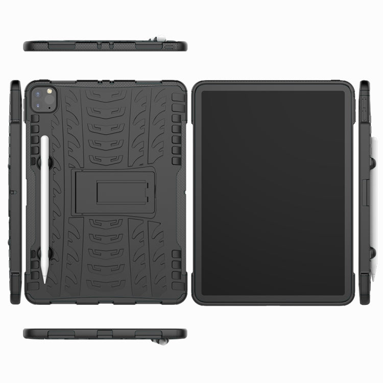 For iPad Pro 11 (2020) Tire Texture Shockproof TPU+PC Protective Tablet Case with Holder