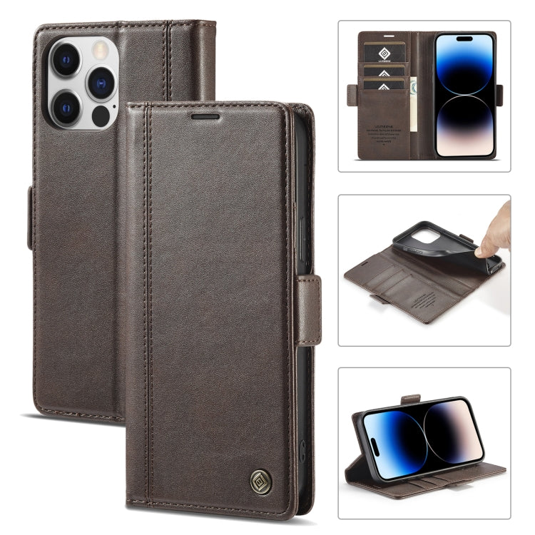 For iPhone 14 Pro Max LC.IMEEKE Magnetic Buckle Leather Phone Case