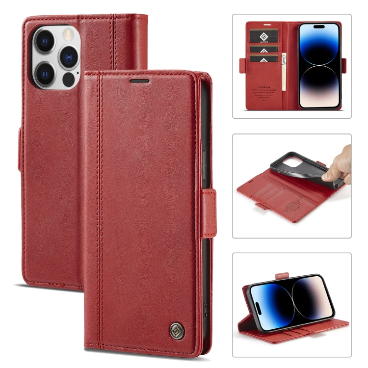 For iPhone 14 Pro Max LC.IMEEKE Magnetic Buckle Leather Phone Case