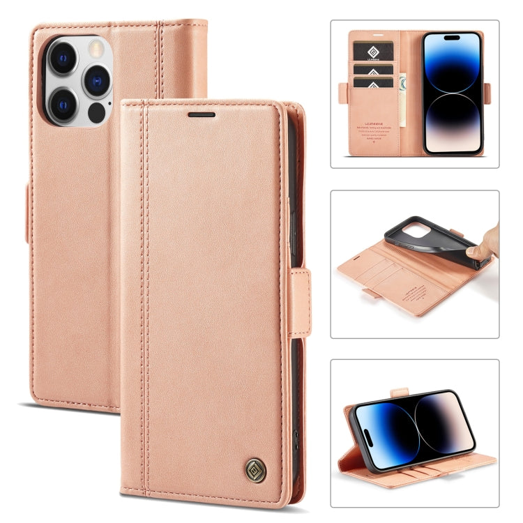 For iPhone 14 Pro LC.IMEEKE Magnetic Buckle Leather Phone Case