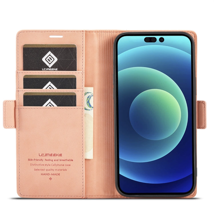 For iPhone 14 Pro LC.IMEEKE Magnetic Buckle Leather Phone Case