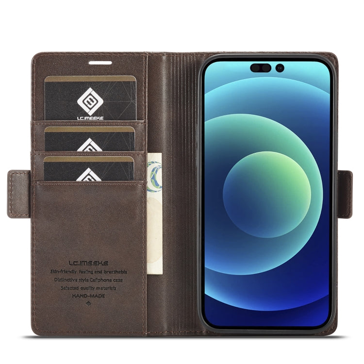 For iPhone 14 Plus LC.IMEEKE Magnetic Buckle Leather Phone Case