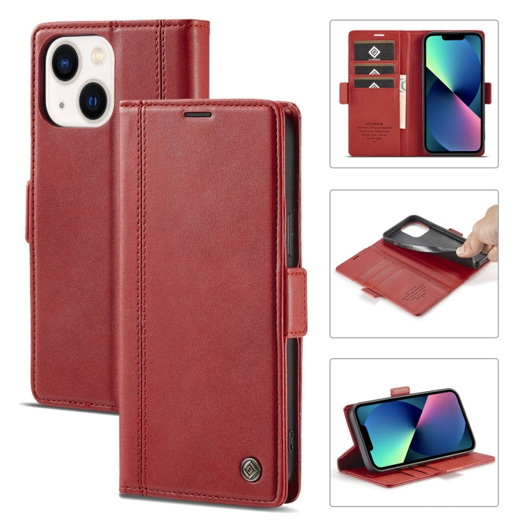 For iPhone 14 Plus LC.IMEEKE Magnetic Buckle Leather Phone Case