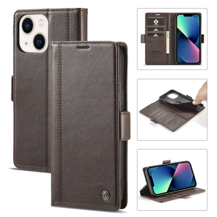 For iPhone 14 LC.IMEEKE Magnetic Buckle Leather Phone Case