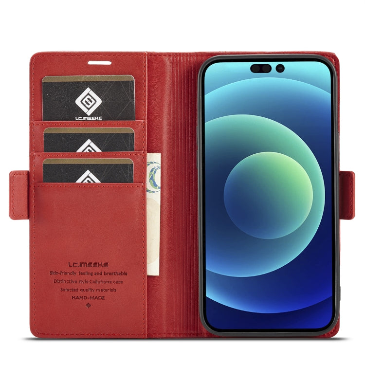 For iPhone 14 LC.IMEEKE Magnetic Buckle Leather Phone Case