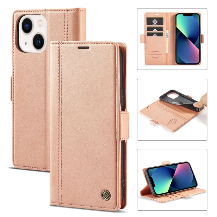 For iPhone 14 LC.IMEEKE Magnetic Buckle Leather Phone Case