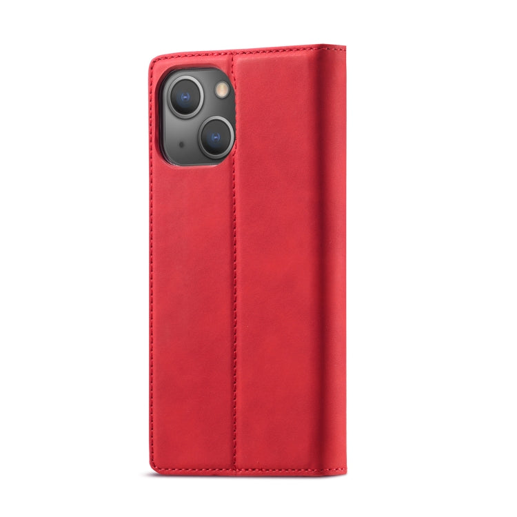 For iPhone 14 LC.IMEEKE Strong Magnetic Leather Phone Case with Holder & Card Slots & Wallet