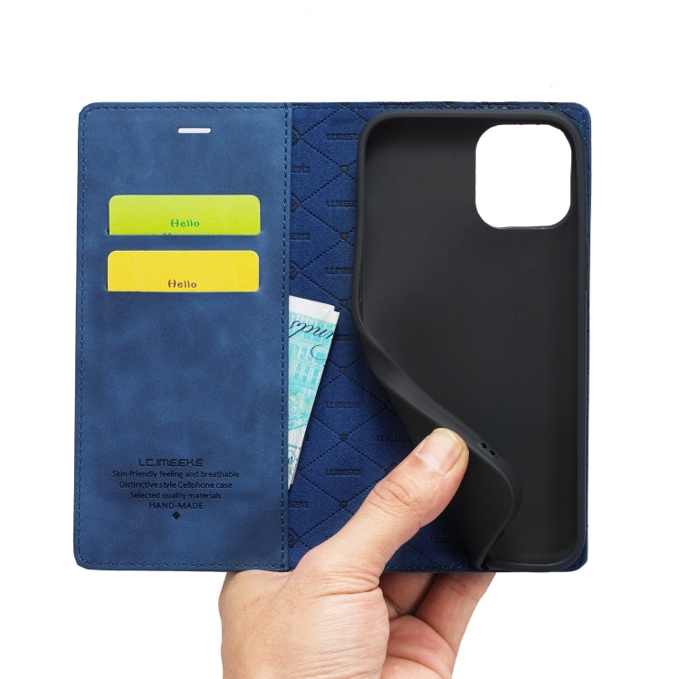 For iPhone 14 LC.IMEEKE Strong Magnetic Leather Phone Case with Holder & Card Slots & Wallet