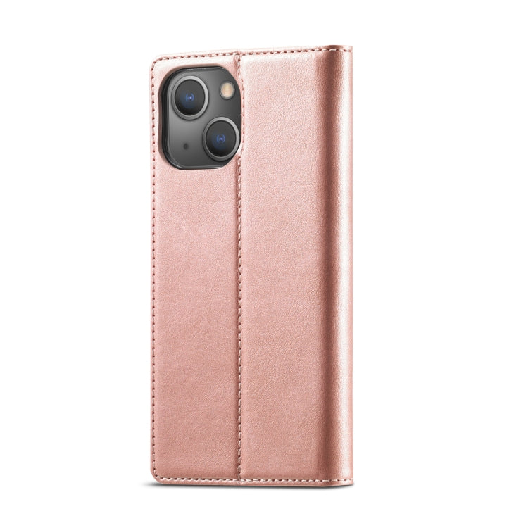 For iPhone 14 LC.IMEEKE Strong Magnetic Leather Phone Case with Holder & Card Slots & Wallet