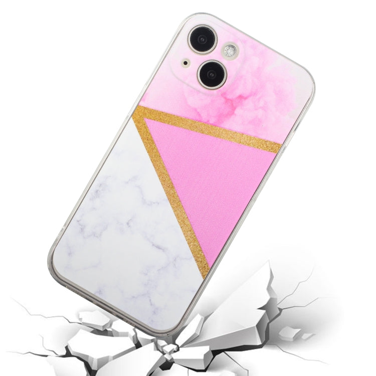 For iPhone 14 Stitching Marble TPU Phone Case