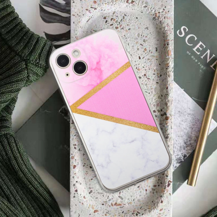 For iPhone 14 Stitching Marble TPU Phone Case