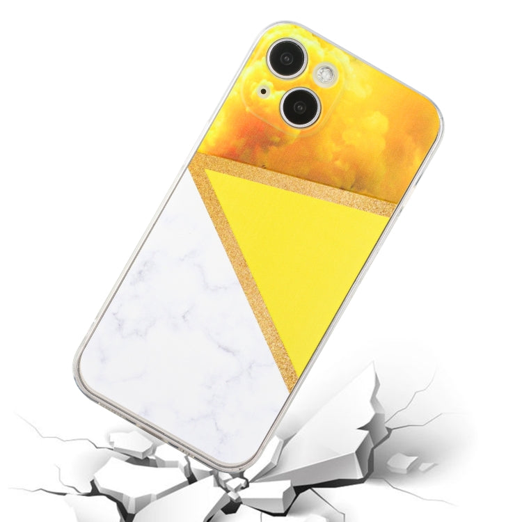 For iPhone 14 Stitching Marble TPU Phone Case
