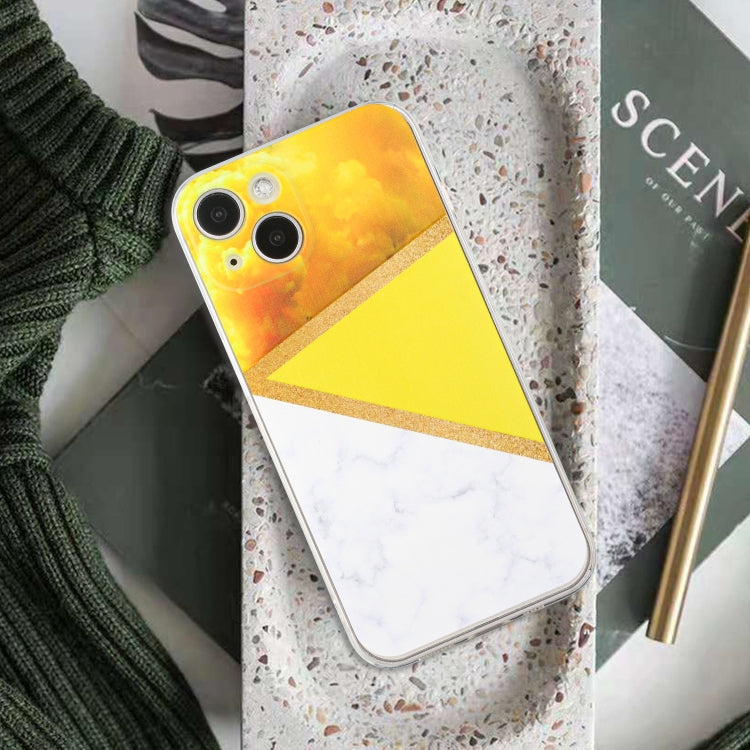 For iPhone 14 Stitching Marble TPU Phone Case