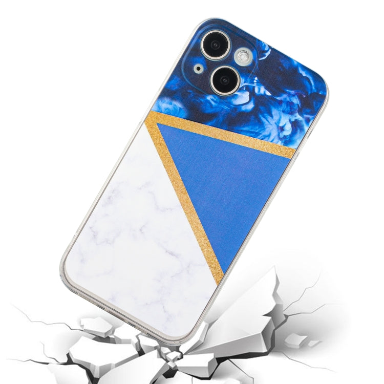 For iPhone 14 Stitching Marble TPU Phone Case