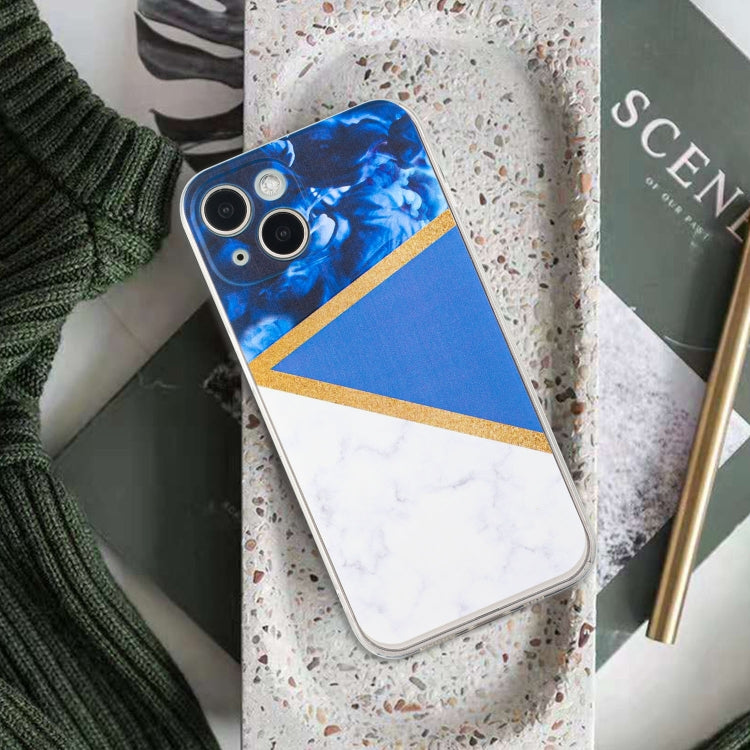 For iPhone 14 Stitching Marble TPU Phone Case