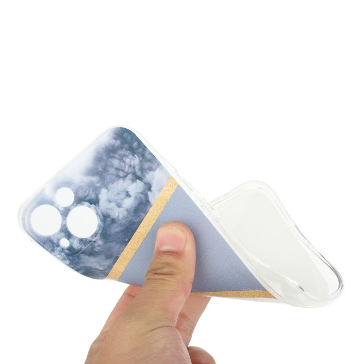 For iPhone 14 Stitching Marble TPU Phone Case