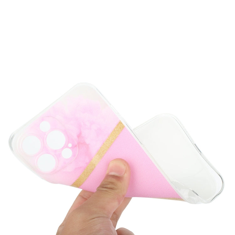 For iPhone 14 Pro Stitching Marble TPU Phone Case