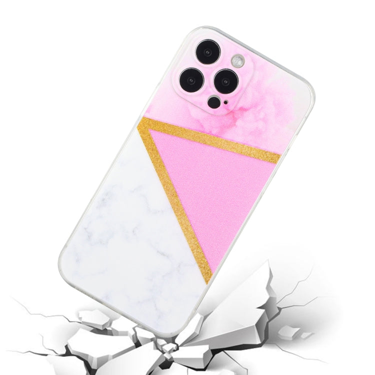 For iPhone 14 Pro Stitching Marble TPU Phone Case