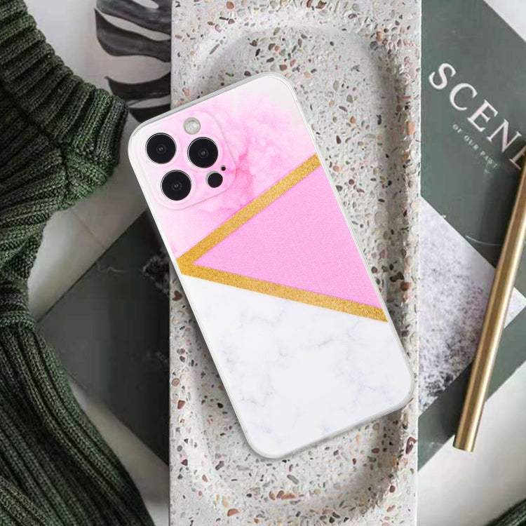 For iPhone 14 Pro Stitching Marble TPU Phone Case