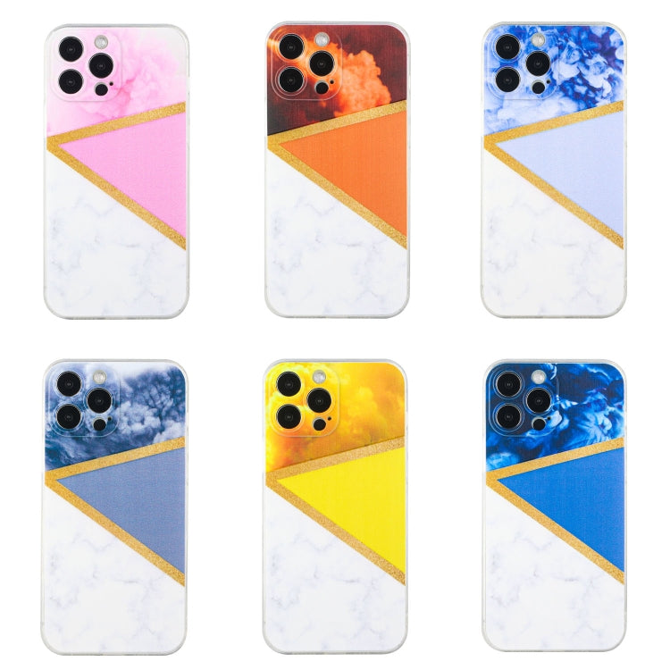 For iPhone 14 Pro Stitching Marble TPU Phone Case