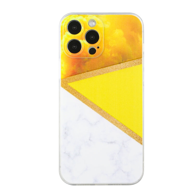 For iPhone 14 Pro Stitching Marble TPU Phone Case