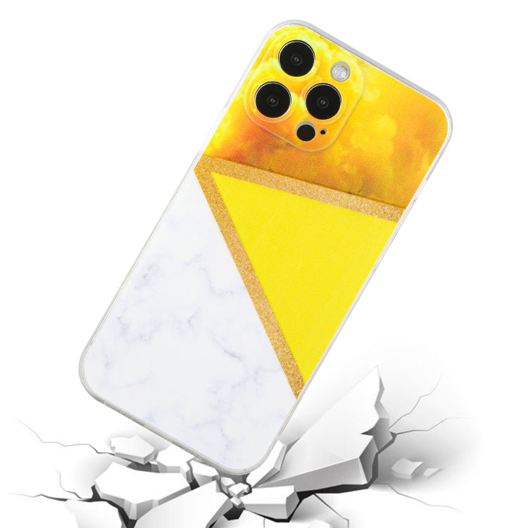 For iPhone 14 Pro Stitching Marble TPU Phone Case