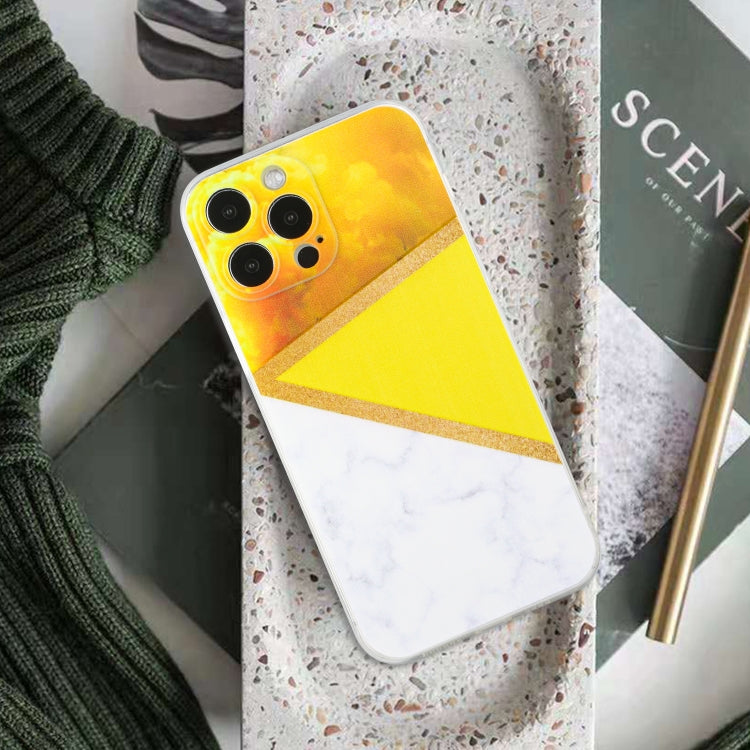 For iPhone 14 Pro Stitching Marble TPU Phone Case