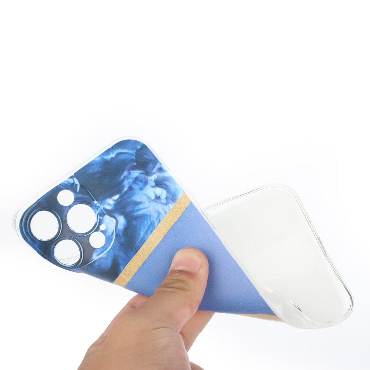 For iPhone 14 Pro Stitching Marble TPU Phone Case