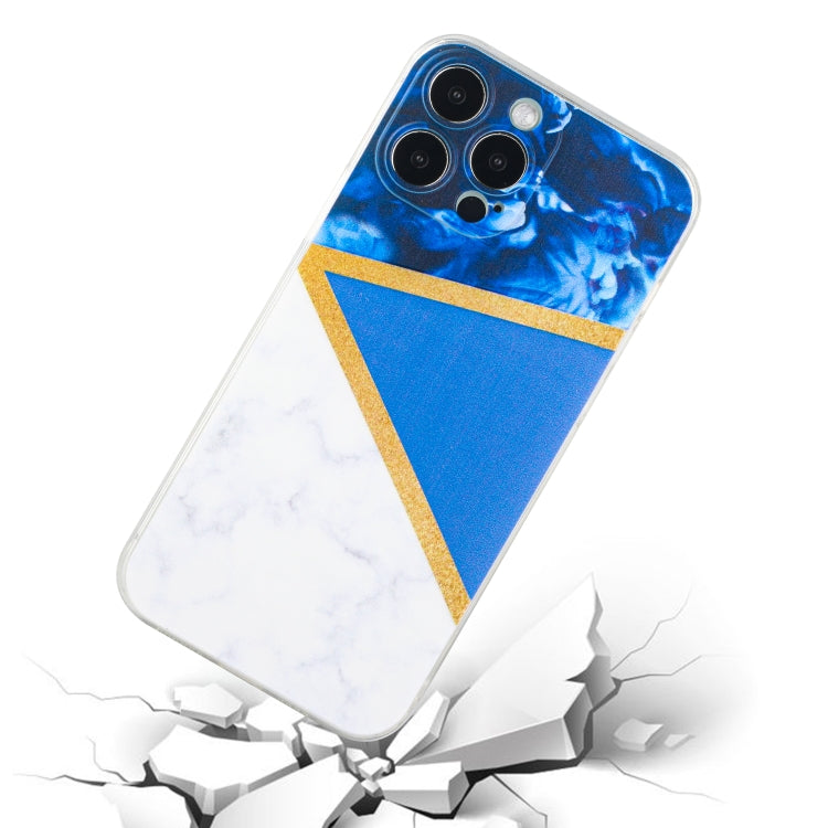 For iPhone 14 Pro Stitching Marble TPU Phone Case