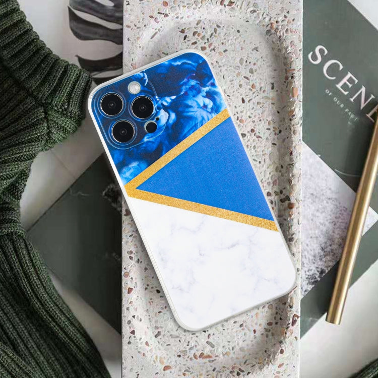 For iPhone 14 Pro Stitching Marble TPU Phone Case