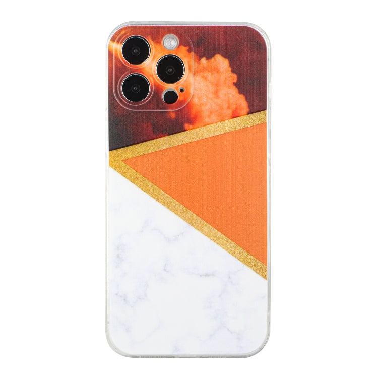 For iPhone 14 Pro Stitching Marble TPU Phone Case