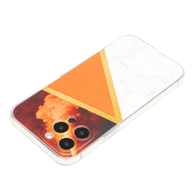 For iPhone 14 Pro Stitching Marble TPU Phone Case