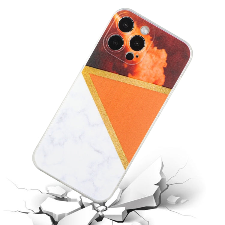 For iPhone 14 Pro Stitching Marble TPU Phone Case