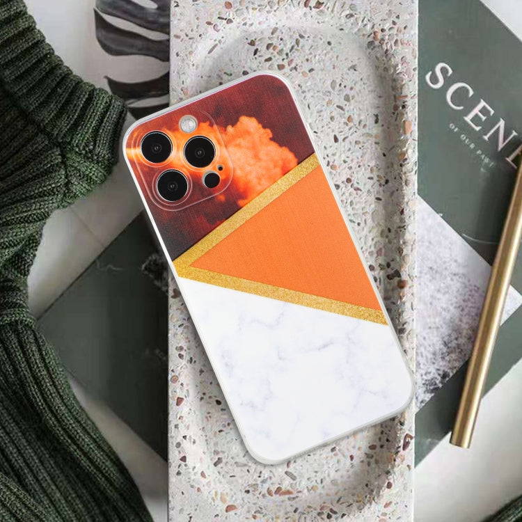 For iPhone 14 Pro Stitching Marble TPU Phone Case