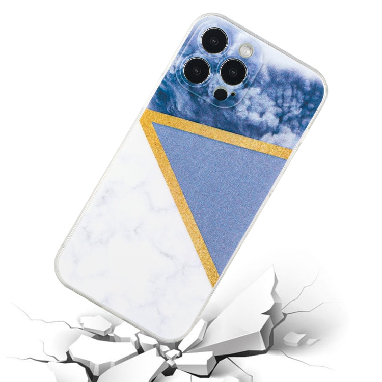 For iPhone 14 Pro Stitching Marble TPU Phone Case
