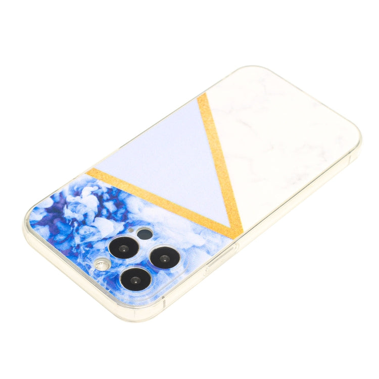 For iPhone 14 Pro Stitching Marble TPU Phone Case