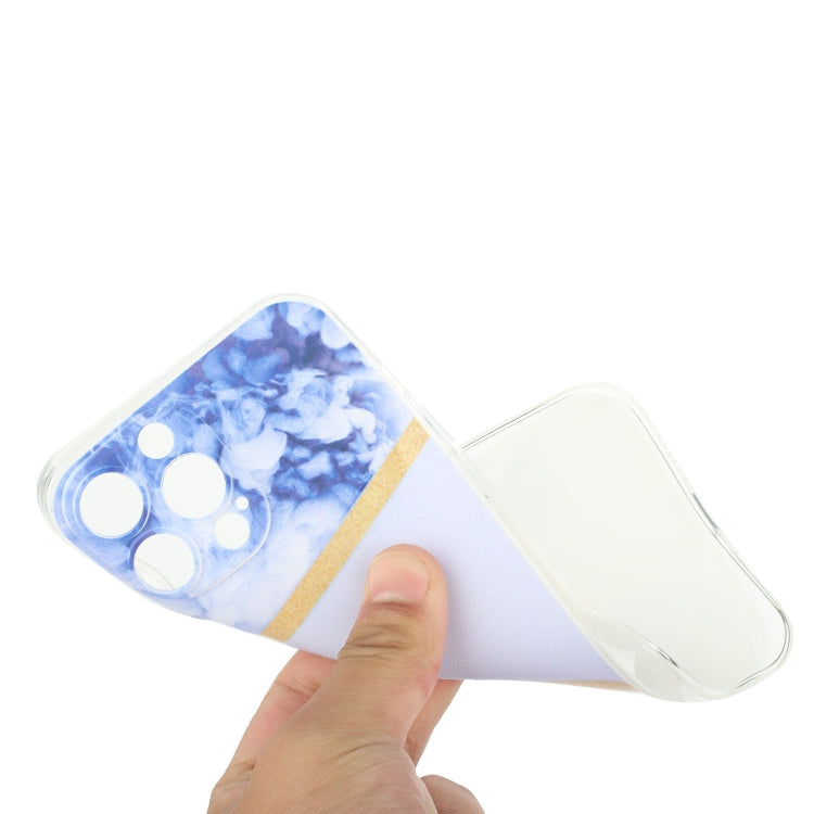 For iPhone 14 Pro Stitching Marble TPU Phone Case