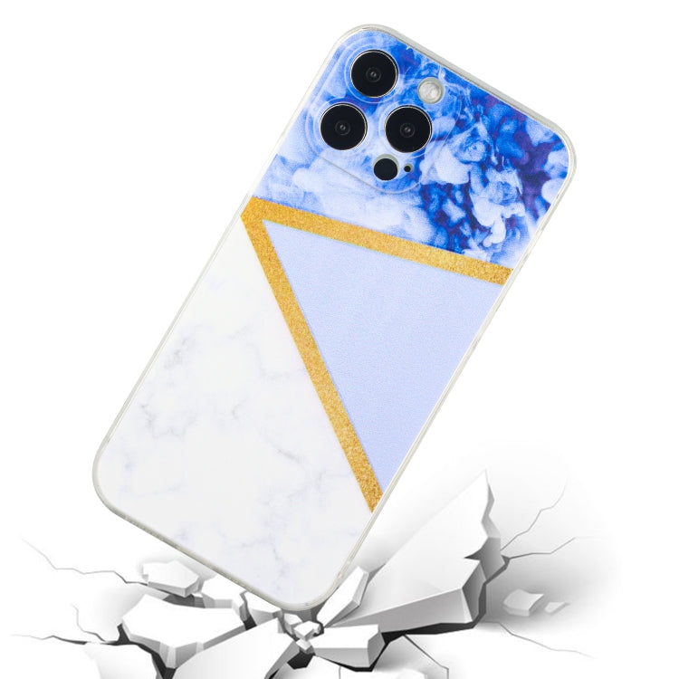 For iPhone 14 Pro Stitching Marble TPU Phone Case
