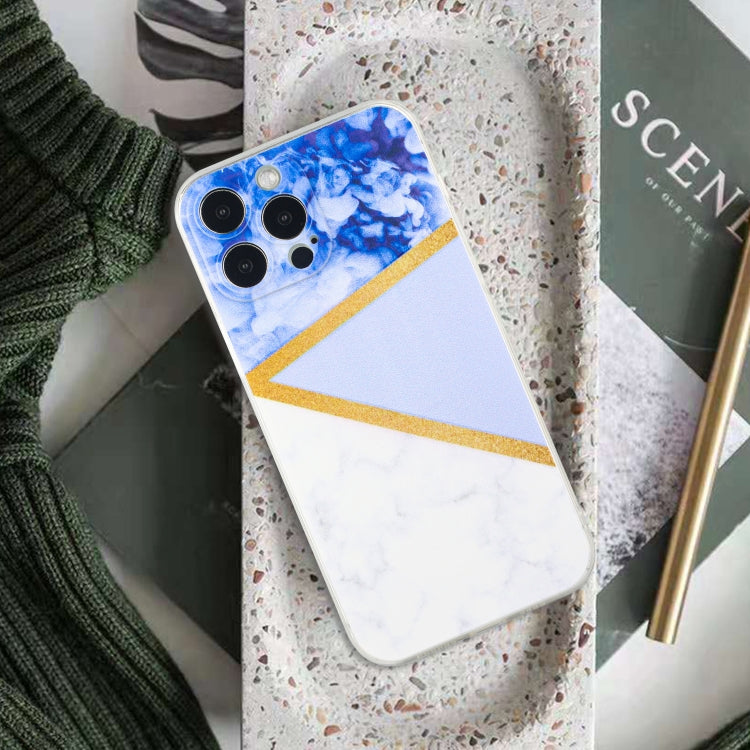For iPhone 14 Pro Stitching Marble TPU Phone Case