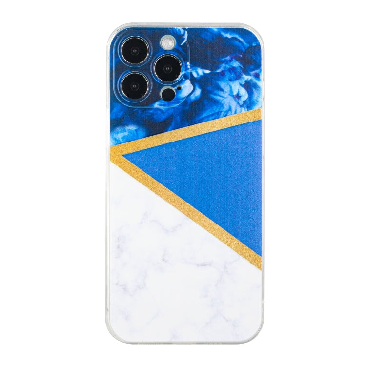 For iPhone 14 Pro Max Stitching Marble TPU Phone Case