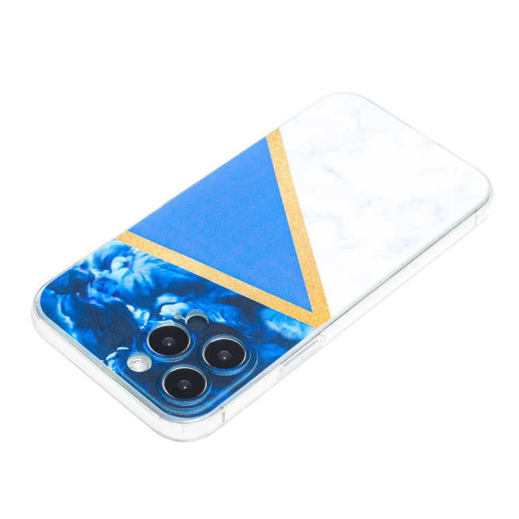 For iPhone 14 Pro Max Stitching Marble TPU Phone Case