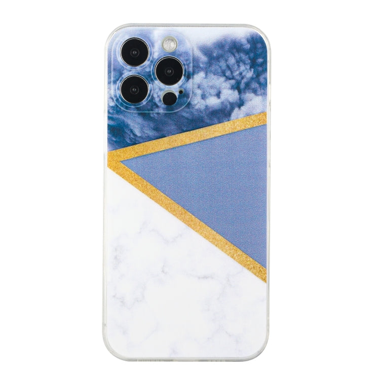 For iPhone 14 Pro Max Stitching Marble TPU Phone Case