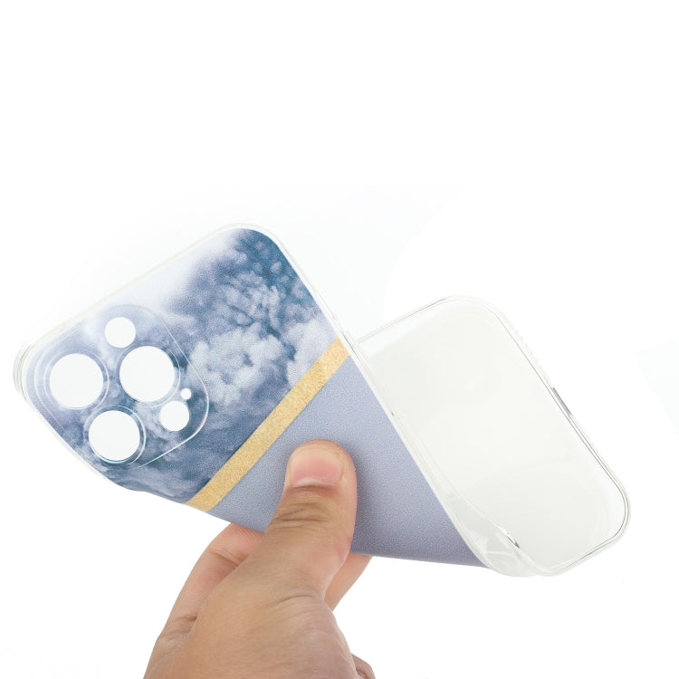 For iPhone 14 Pro Max Stitching Marble TPU Phone Case