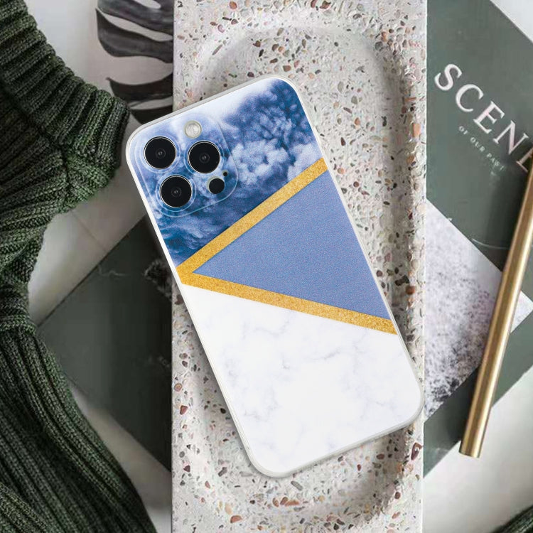 For iPhone 14 Pro Max Stitching Marble TPU Phone Case