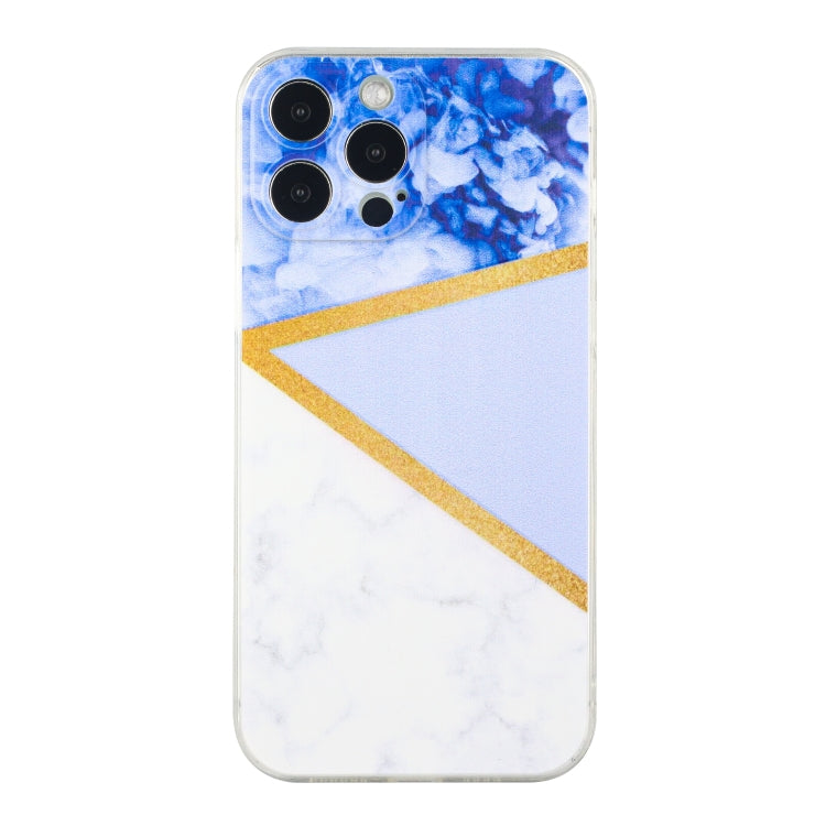 For iPhone 14 Pro Max Stitching Marble TPU Phone Case