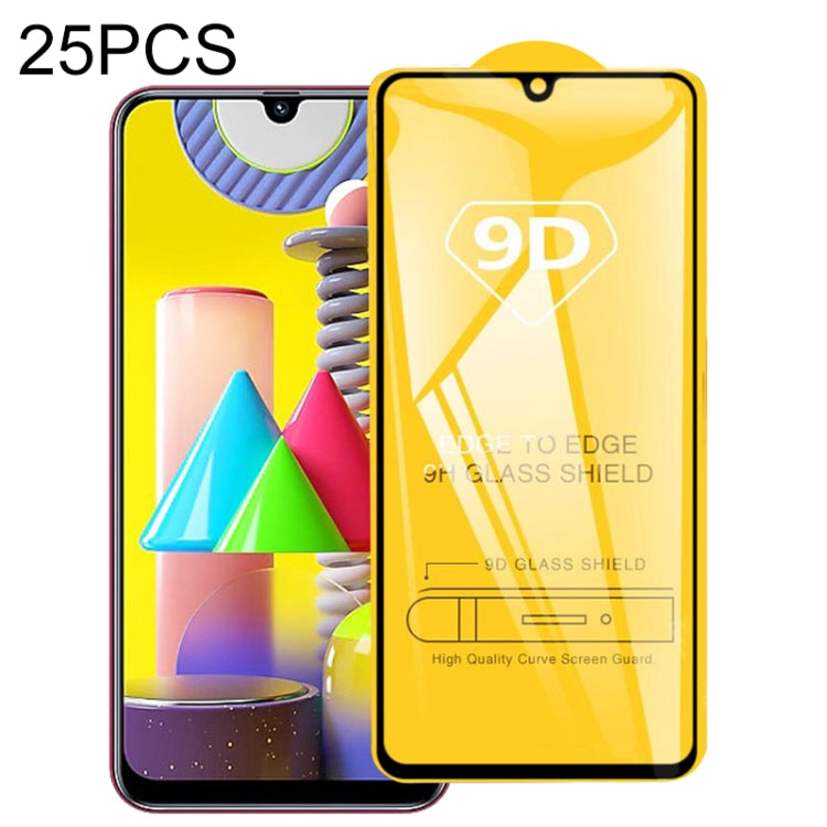 For Galaxy M31 25 PCS 9D Full Glue Full Screen Tempered Glass Film