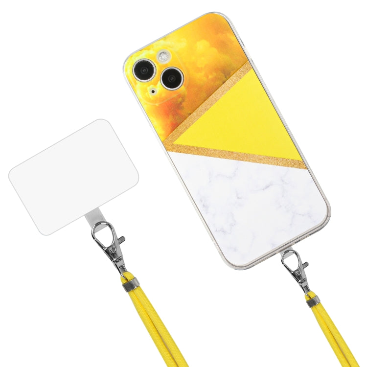 For iPhone 14 Lanyard Stitching Marble TPU Case Max