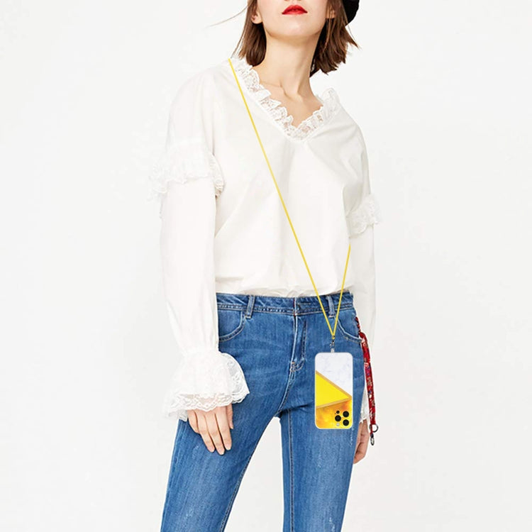 For iPhone 14 Pro Lanyard Stitching Marble TPU Case